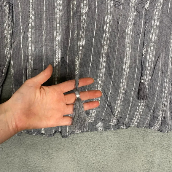 Knox Rose womens M long sleeve vneck blouse lightweight boho striped geometric - Picture 4 of 10